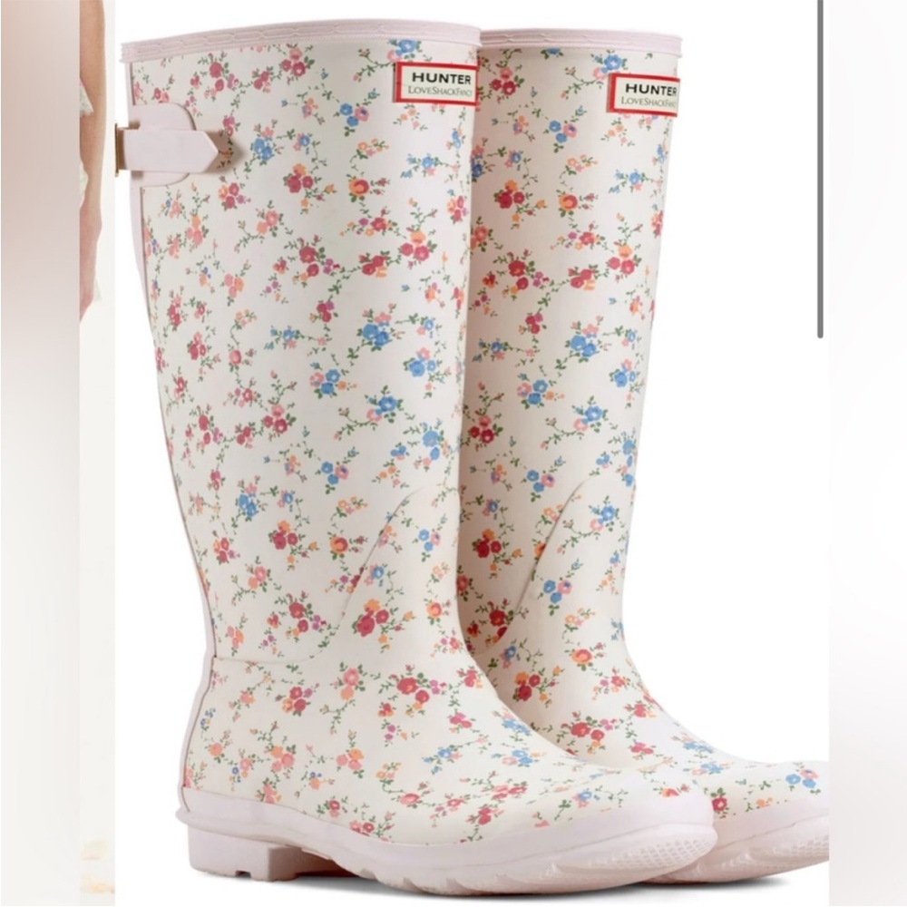 Hunter Women's Floral Rain Boots - Cream